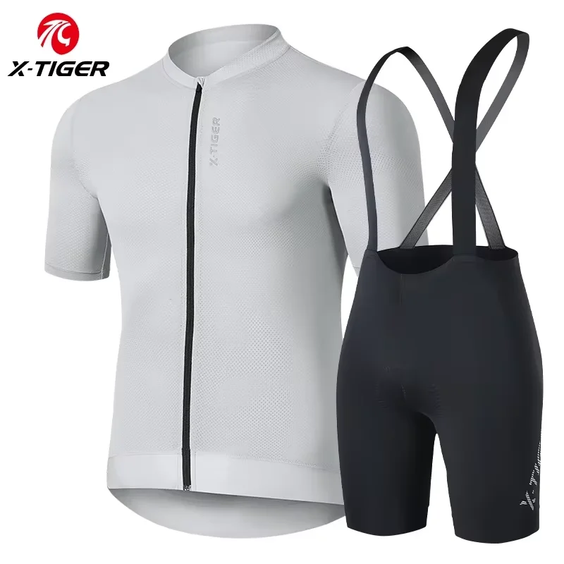 X-TIGER Men's Summer Short Sleeve Suit Pro Cycling Bib Pants Breathable Quick Dry Cycling Bib Pants