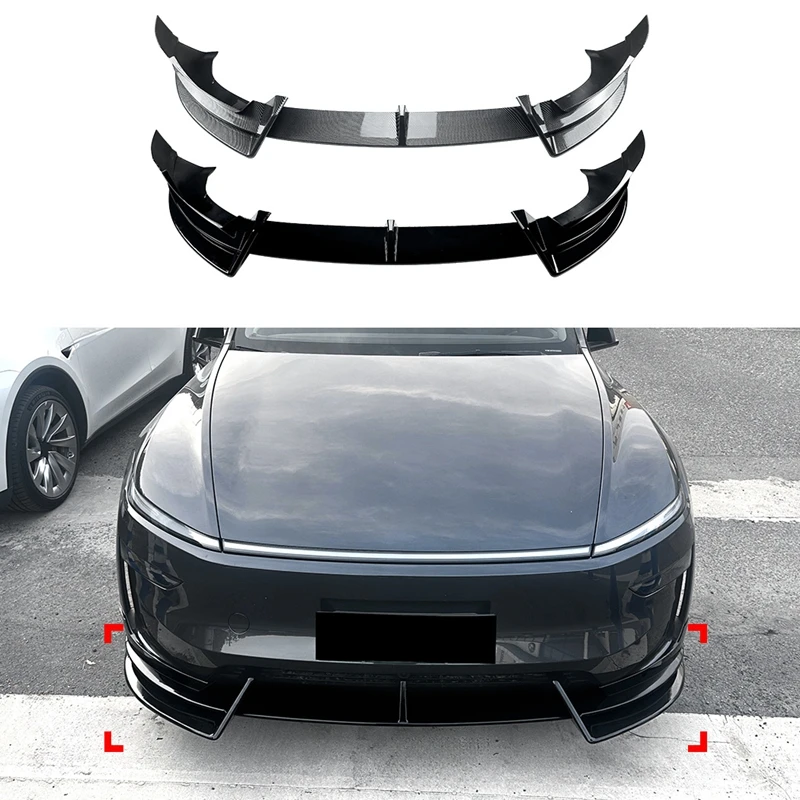 

For Tesla Tesla New Model Y 2024+ Gloss Black ABS material Deflector Facel Front Splitter Bumper Lip Chin Protector For