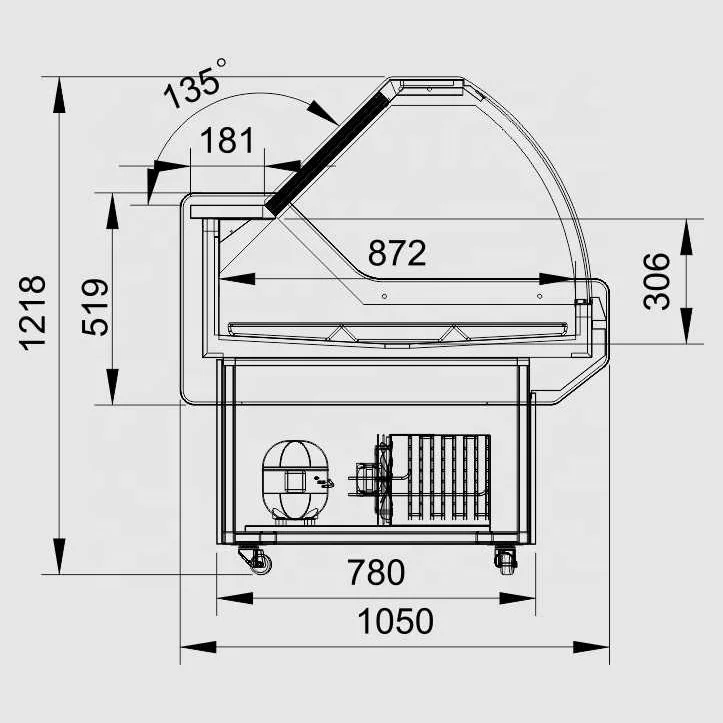 مبرد تجاري لعرض اللحوم، مبرد جزار، ثلاجة ديلي، علبة عرض اللحوم، ثلاجة مبرد اللحوم