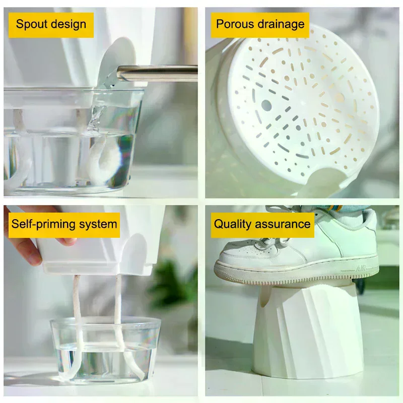 Lazy Hydroponic Flower Pot Automatic Water-Absorbing Flowerpot Transparent Double Layer Plastic Self Watering Planter Office