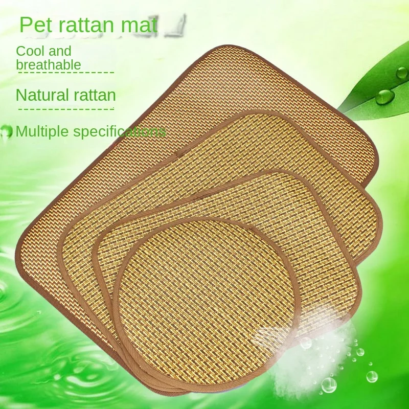 Summer Pet Mat Dog Mat Mat Straw Rattan Mat Cool and Breathable Multi Specification Options