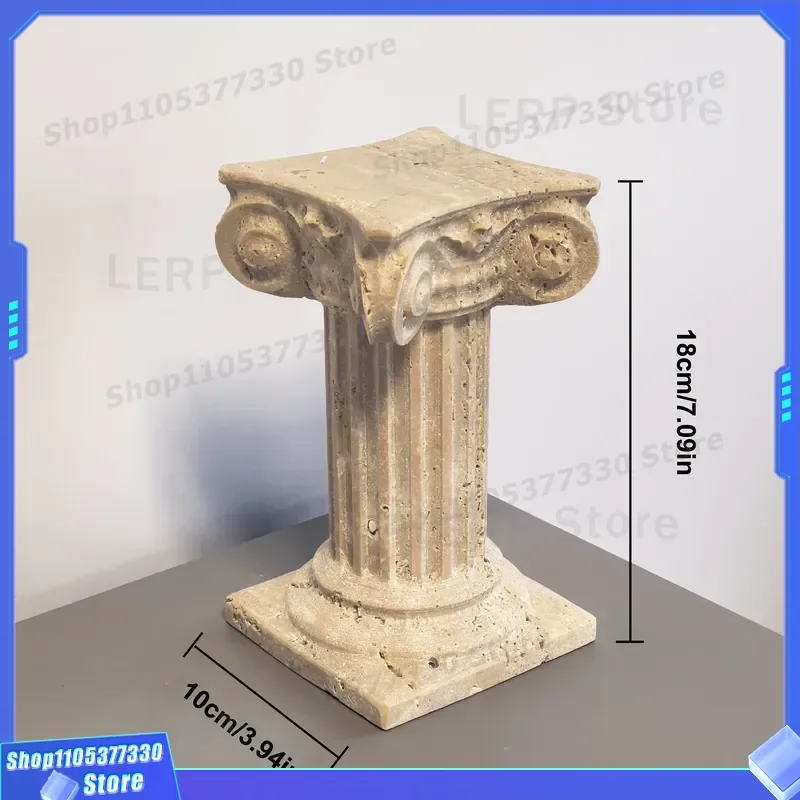 Natural Stone Roman Greek Pillar Candlestick Handmade Durable Home Decor Tabletop Display for Wedding Easter Christmas