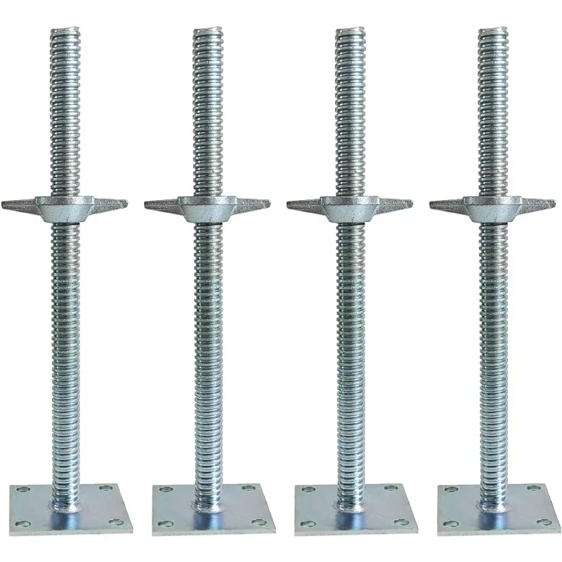 

4 Pack Adjustable Leveling Jack Solid Screw Jacks with Base Plate for Baker-Style Scaffolding, Silver