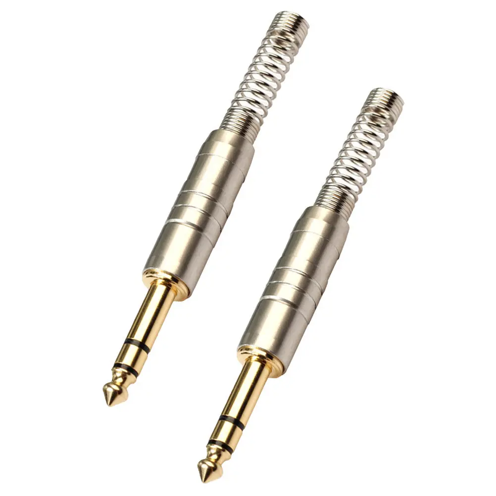 2Pcs Professional Audio Plug 6.35mm Stereo Connector Gold Plated Alloy Construction High Efficiency for Stereo Female Jack
