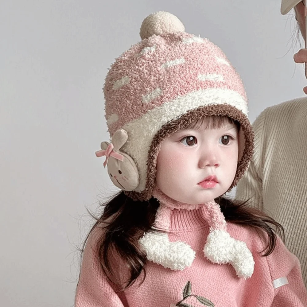 

Cute Windproof Baby Ear Protection Hat Coral Fleece Thicken Beanie Hat Cartoon Keep Warm Infant Toddler Cap Girls