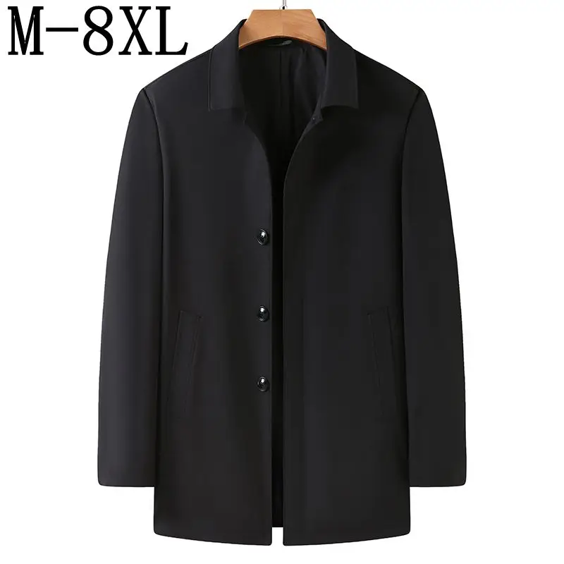 8XL 7XL 6XL New Autumn Business Mens Jackets 2023 High End Casual Windbreaker Loose Long Trench Coat Men Fashion Male Overcoat