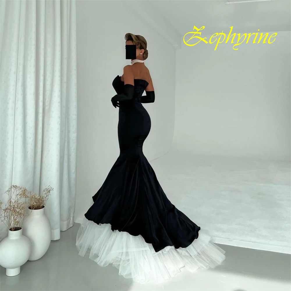 Vestido de noite elegante sem alças personalizado e vestidos de ocasião especial de cetim temperamento e vestidos de festa de sereia requintados