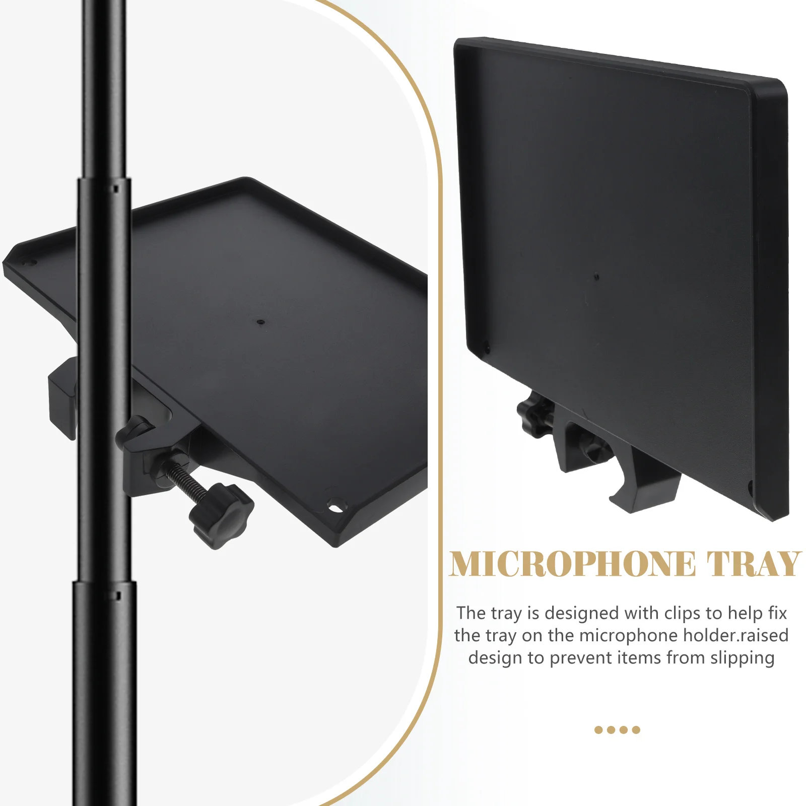 

Adjustable Mic Stand Clamp Tray With Sponge Pad Anti-Slip Abs Shelf For Microphone Speaker Instrument Stands Iron Sound