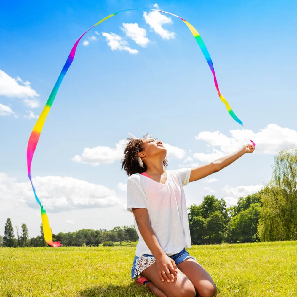 

4pcs Gymnastics Ribbon Streamers Kids Dance Outdoor Rhythmic Ribbons Children Dancing Streamer Portable Colored Wands
