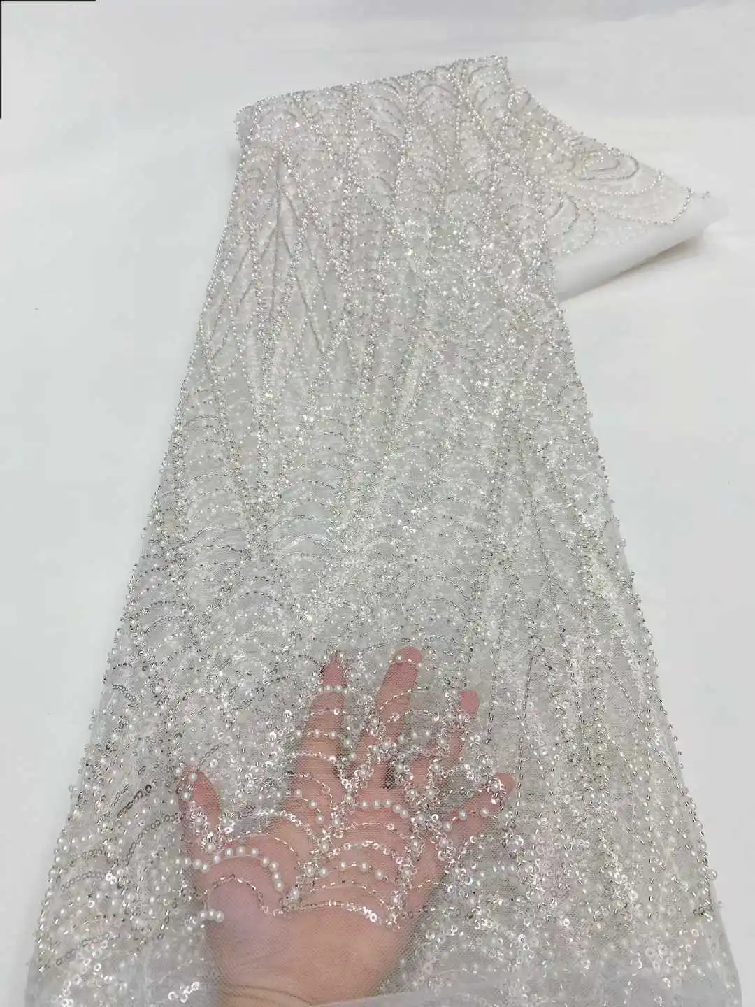High Quality African Sequins Beaded Lace Fabric 2025 French Nigerian Style Embroidery for Wedding Sewing And Special Occasions