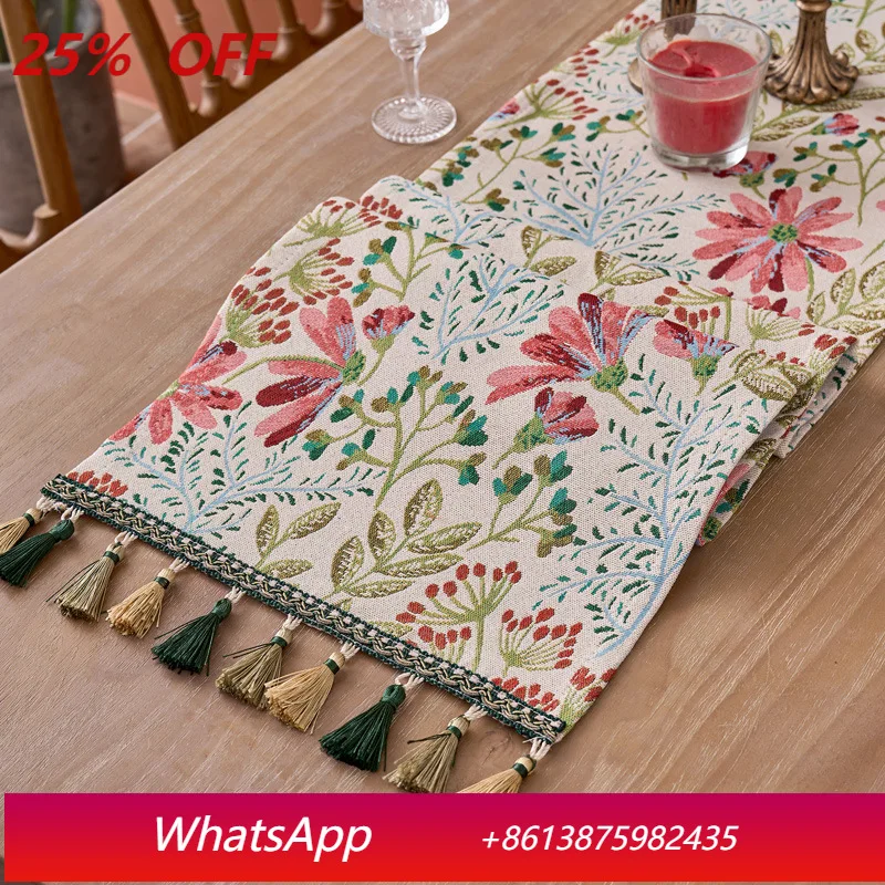 

LTT American retro dining table cloth long decorative cloth TV cabinet dust cover cloth