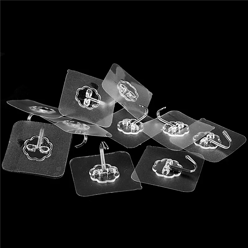 

AA81-60 Packs Reusable Adhesive Hooks,Transparent Heavy Duty Wall Hooks With No Scratch, Waterproof And Oilproof