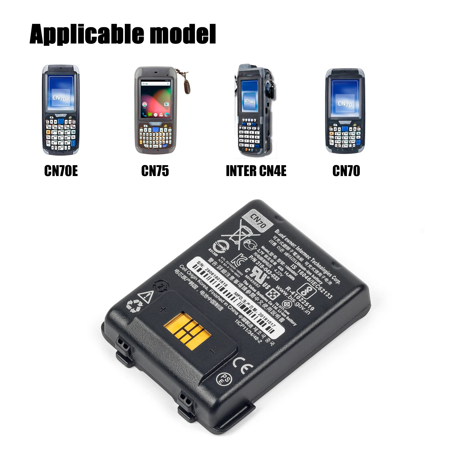 

Original Barcode Scanner Battery For Intermec CN70 CN70E CN75 CN75E, 1000AB02 318-043-002 318-043-033 318-043-012