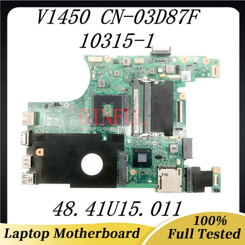 

CN-03D87F 03D87F 3D87F High Quality Mainboard High Quality For DELL Vostro 1450 V1450 Laptop Motherboard 100% Full Working Well