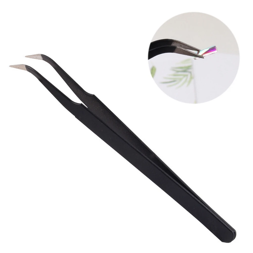 AA20-네일 아트 세트 불규칙한 크리스탈 다이아몬드 라운드 라인 석 플랫 바닥 곡선 블랙 핀셋 니퍼 왁스 도트 펜 도구