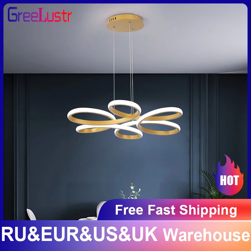 

Modern Pendant Lights Living Room Bedroom Iron Ceiling Lamp With Remote Control Indoor Lighting Fixture for Restaurant Luminaire