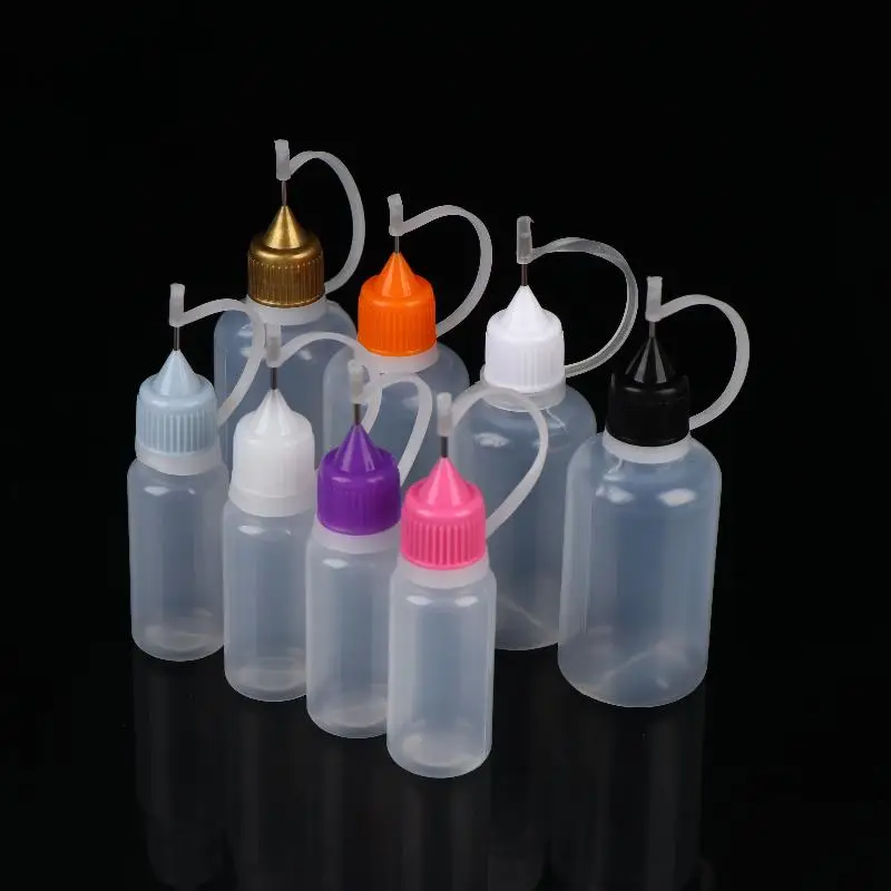 1 Set durchsichtige Plastikflaschen mit Nadelspitze und auslaufsicheren Deckeln in verschiedenen Größen, perfekt für die Aufbewahrung von Bastelkleber – Detail 6