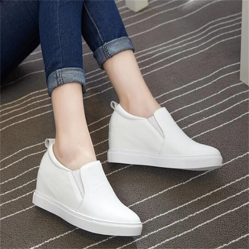 ZXRYXGS 2024 New Autumn Winter Internal Increase High Heels Wedge Women Shoes Casual Genuine Leather Shoes Small Size 31-39