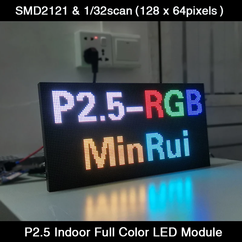 P2.5 Indoor LED Module / Panel 320x160mm Full Color Video Wall Display 1/32 Scan SMD2121 HUB75E 128x64 Pixels