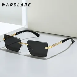 Fashion Rimless Sunglasses Rectangle Popular Women Men Shades Small Square Sun Glasses For Female Male Summer Traveling Oculos