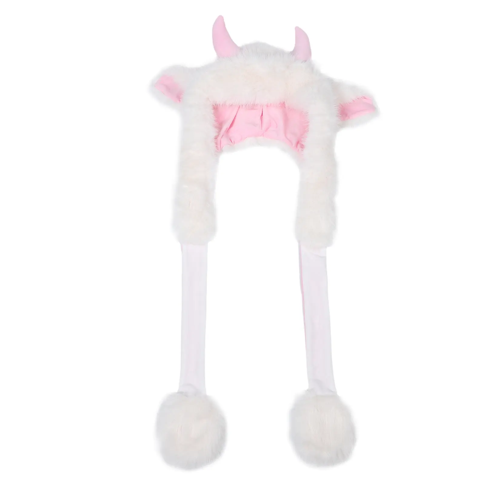 Animal Costume Hat Soft Ox Horn Scarf Winter Warm Kids Adults Party Funny Accessory Adorable Hat Scarf Beanies for Teen