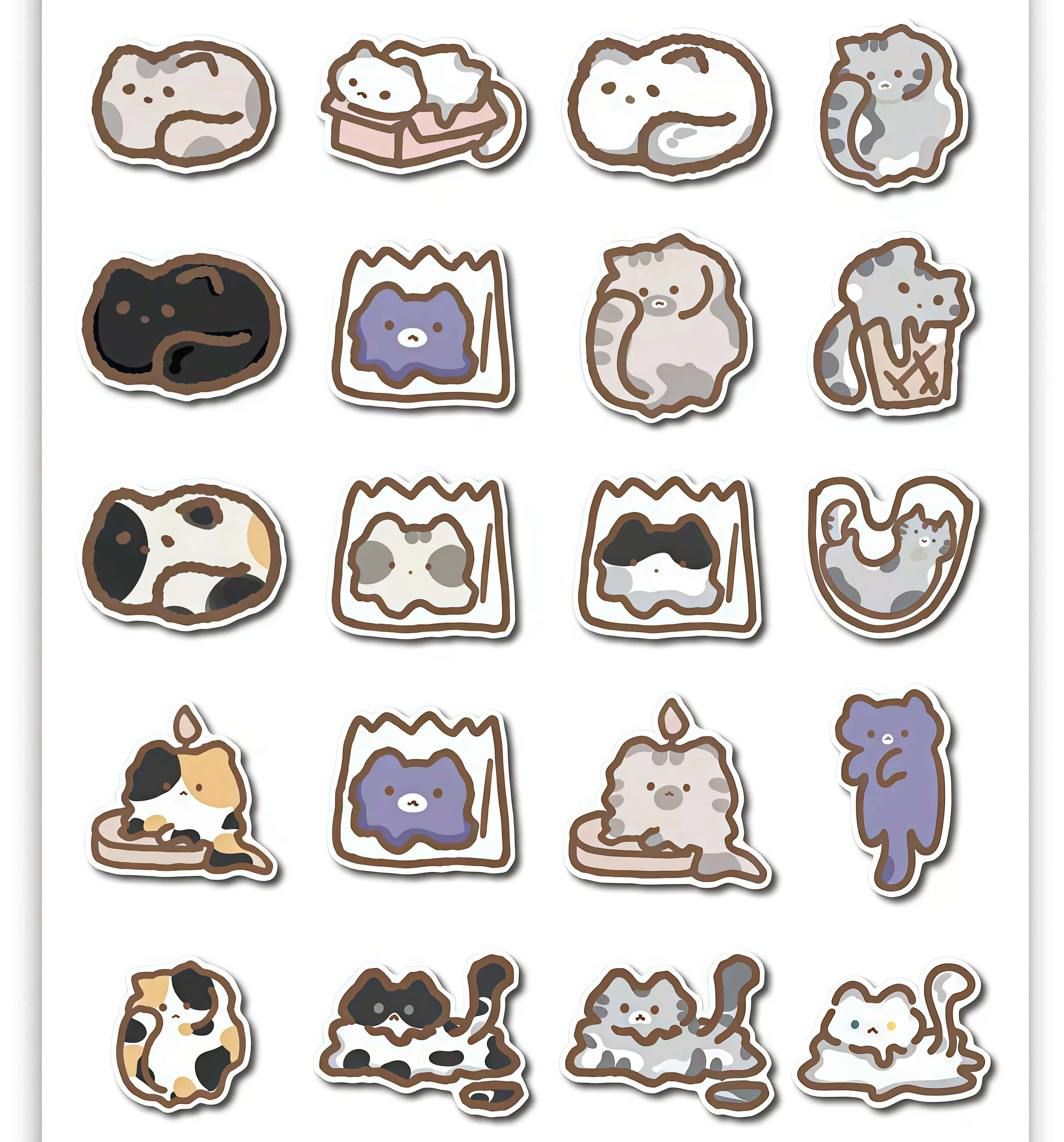 48 قطعة من ملصقات القطط Kawaii، شارات كرتونية لطيفة على شكل قطة مع أوضاع مختلفة لديي والمجلة وديكور الهدايا #3