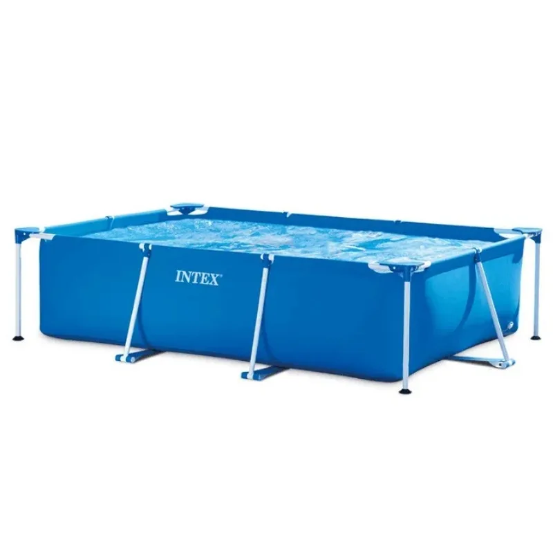2025 New Outdoor INTEX 28273 450 * 220 * 84CM Stock Hot Selling Rectangle Large Blue Family Fun Frame Floor Steel Swimming Pool