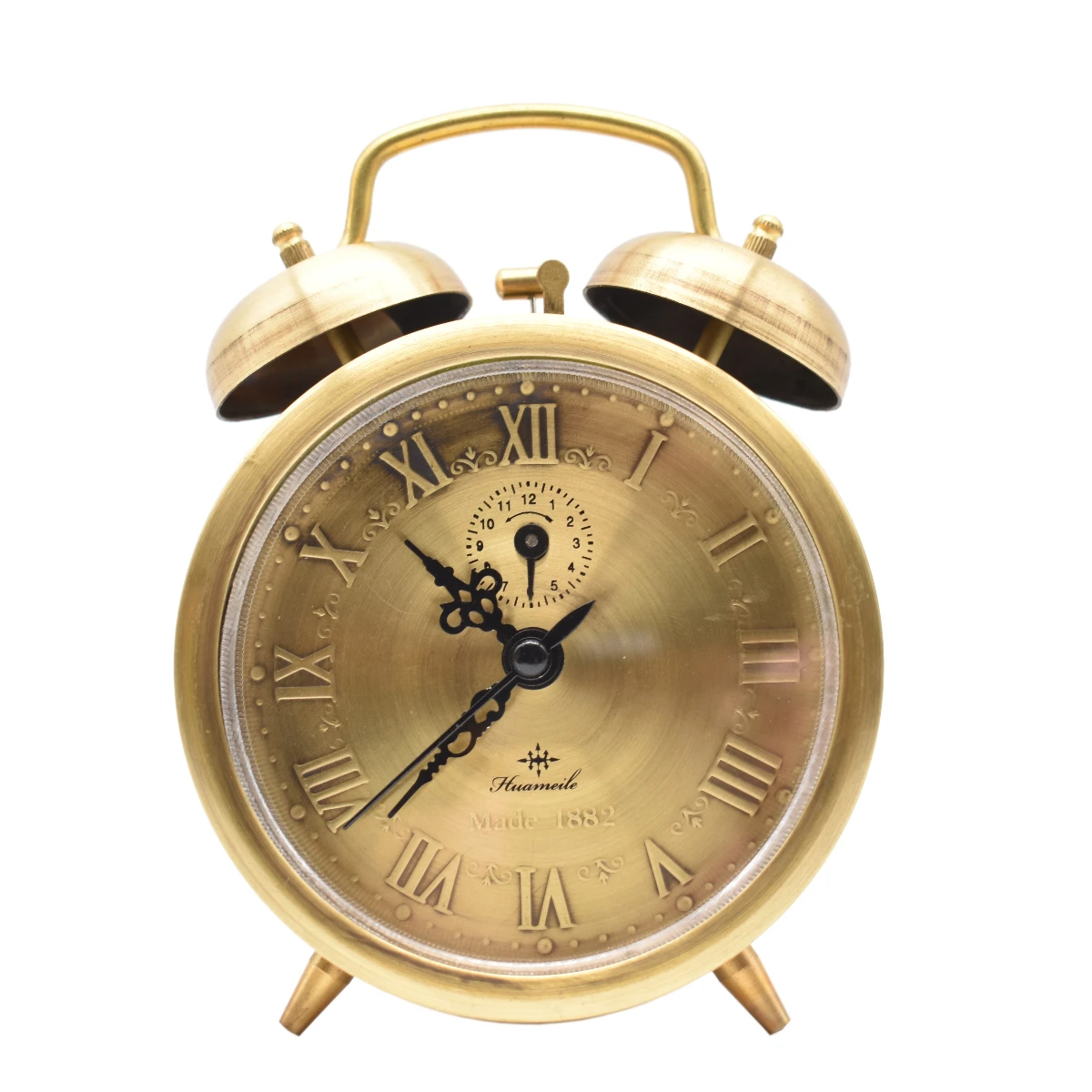 

Vintage clockwork mechanical double bell brass retro simple home bedroom bedside oversized ringtone alarm clock