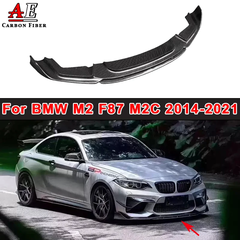 For BMW M2 F87 M2C Front Bumper Lip Splitter Body Kit Spoiler Carbon Fiber BP Style Canard Lip Diffuser Car Accessories