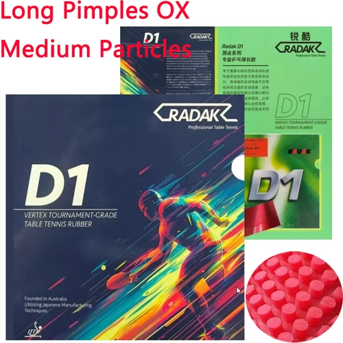 Radak D1 espinillas largas tenis de mesa goma buey súper suave partículas medianas goma de Ping Pong sin esponja aprobada por ITTF