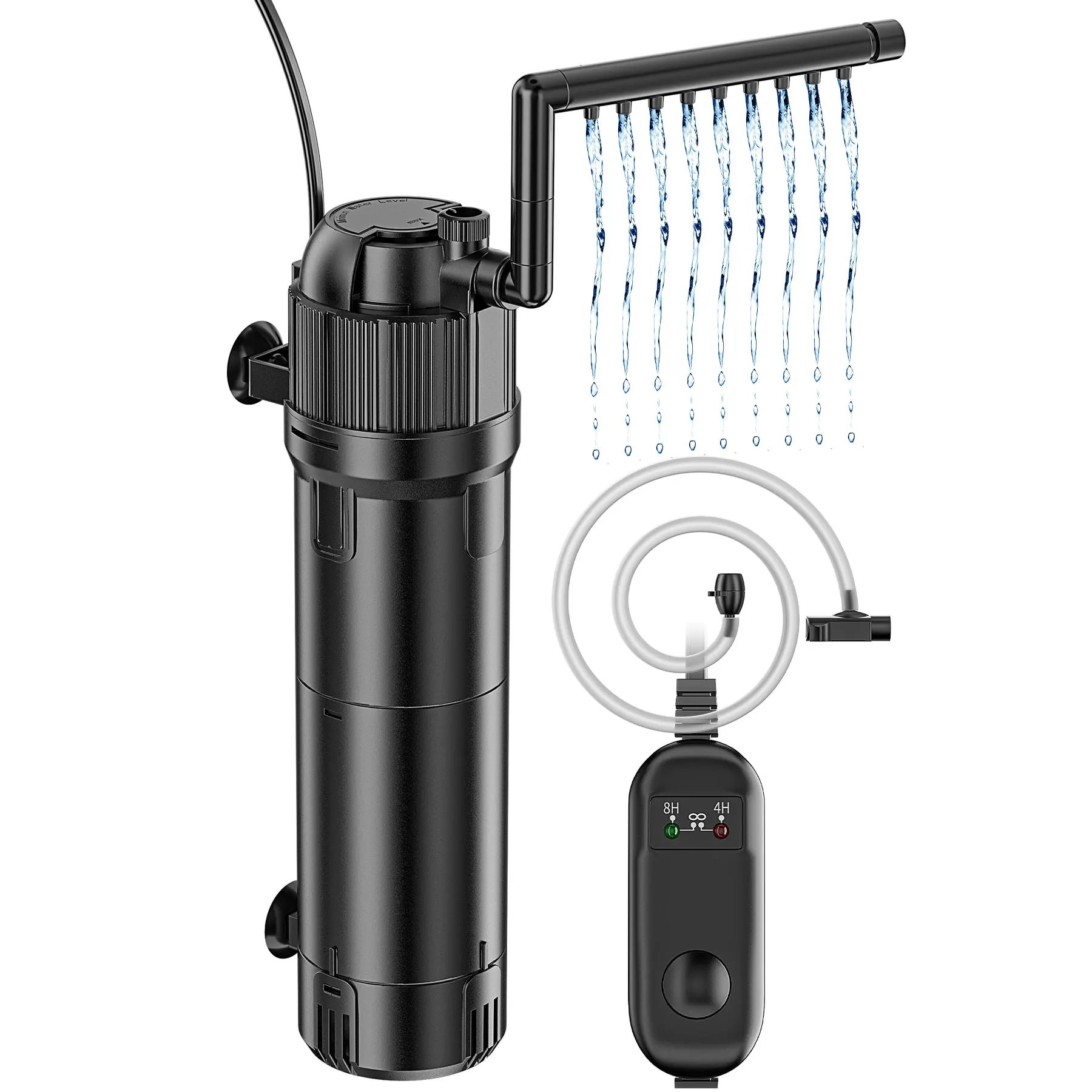 Forever Speed 5-in-1 Aquarium Innenfilter mit UVC Klärer 8 Watt, Aquarium Filter Pumpe inkl Einstellbarer Durchfluss 800L/h für 100-300L Aquarien