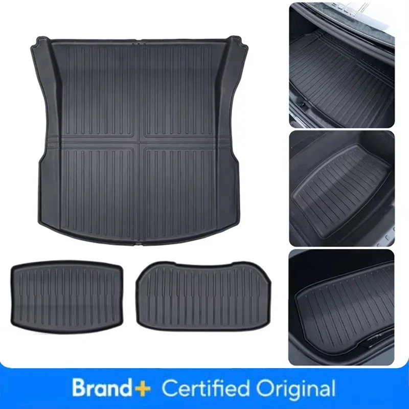 

For Tesla Model 3 Highland 2024 Front and Back Trunk Mat TPE Carpet Waterproof Weather-resistant Pads Up and Down Layer Mats