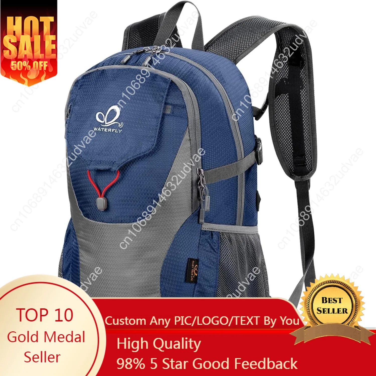 

WATERFLY Lightweight Packable Hiking Backpack: 30L Foldable Travel Daypack Ultralight Camping Day Pack for Woman Man