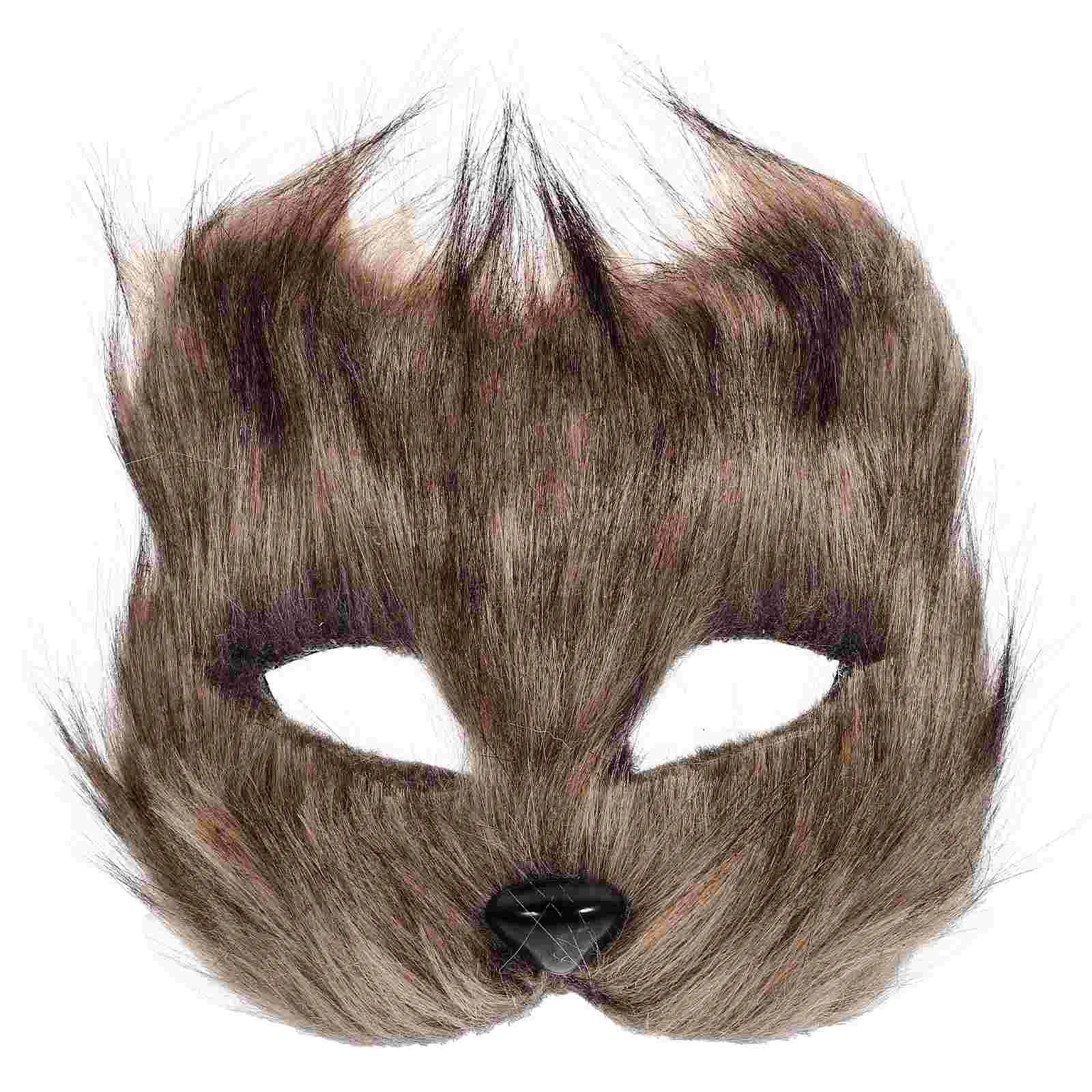 Faux Fur Tail Mask Masquerade Supplies Circus Photo Booth Props Artificial Animal Masks Half Face Costume Carnival Fox Women's