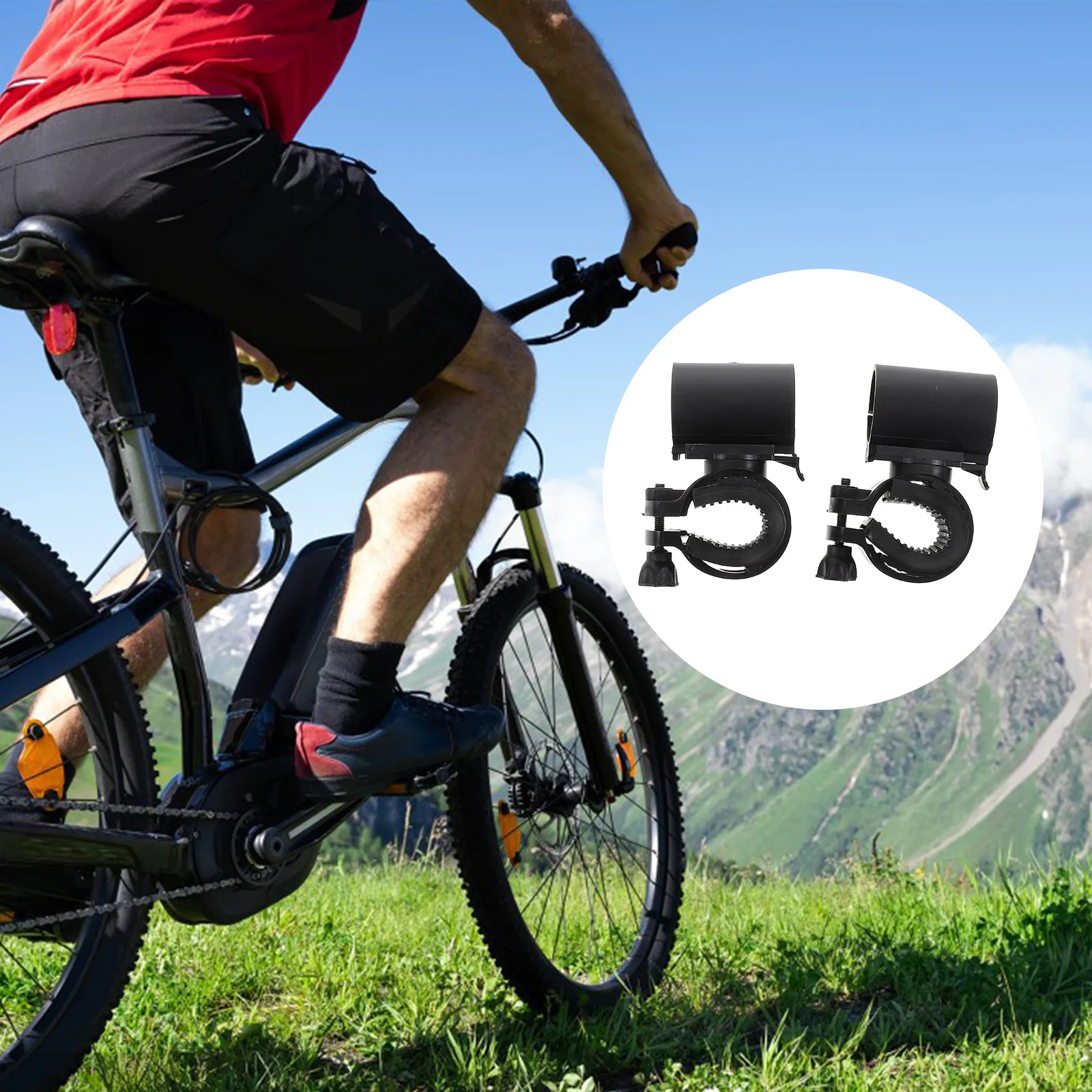 

2pcs Bicycle Light Clip Rotatable Flashlight Mount Bracket for Handlebar Belt Easy Installation Lightweight Portable