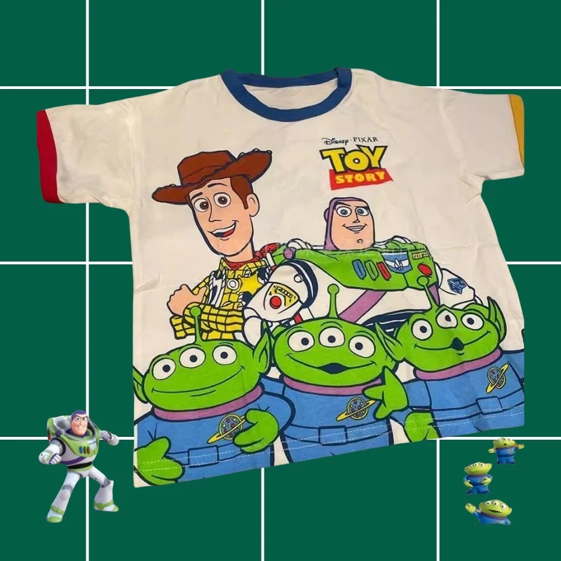 

MOTO-Personality Disney Toy Story Базз Лайтер Вуди Чужой Детская милая креативная футболка с мультяшным графическим принтом