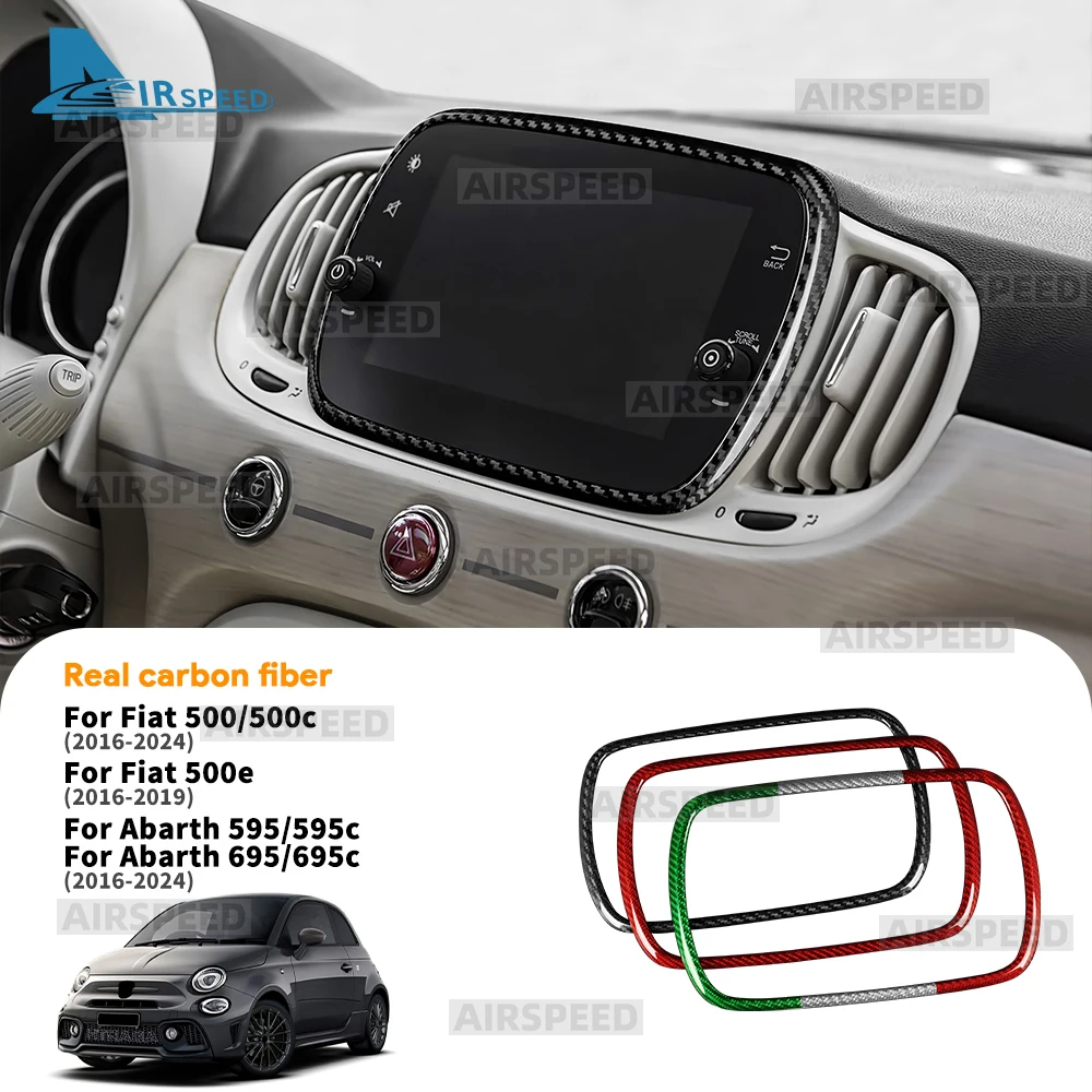 

Наклейка из настоящего сухого углеродного волокна для Abarth 595 695 595C 695C Fiat 500 500C 2016 2017 2018 2019 2020 2021 2022 2023 2024 fiat 500e 2016-2019 Автомобильная навигационная рамка 5/7 дюймов