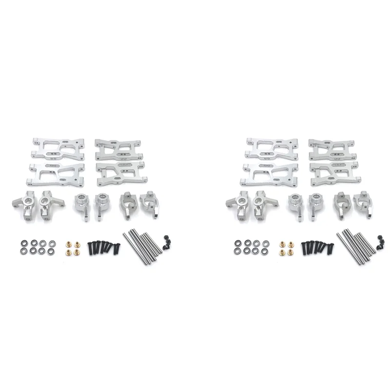 

2X металлическая рулевая чашка, комплект обновленных деталей для Wltoys 144001 1/14 124018 124019 1/12, аксессуары для радиоуправляемых автомобилей, серебристый