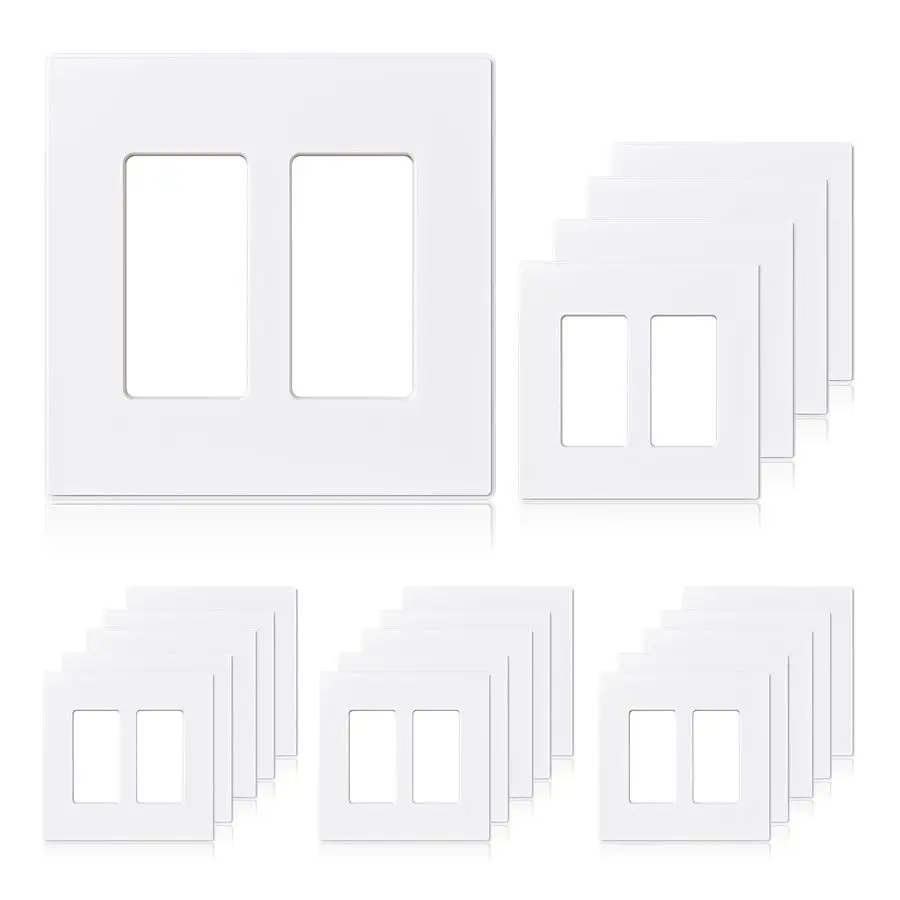 

2Gang Screwless Decorative Wall Plates, MidSize Cover Plates, Unbreakable Thermoplastic Faceplate Cover for Decorator Receptacle