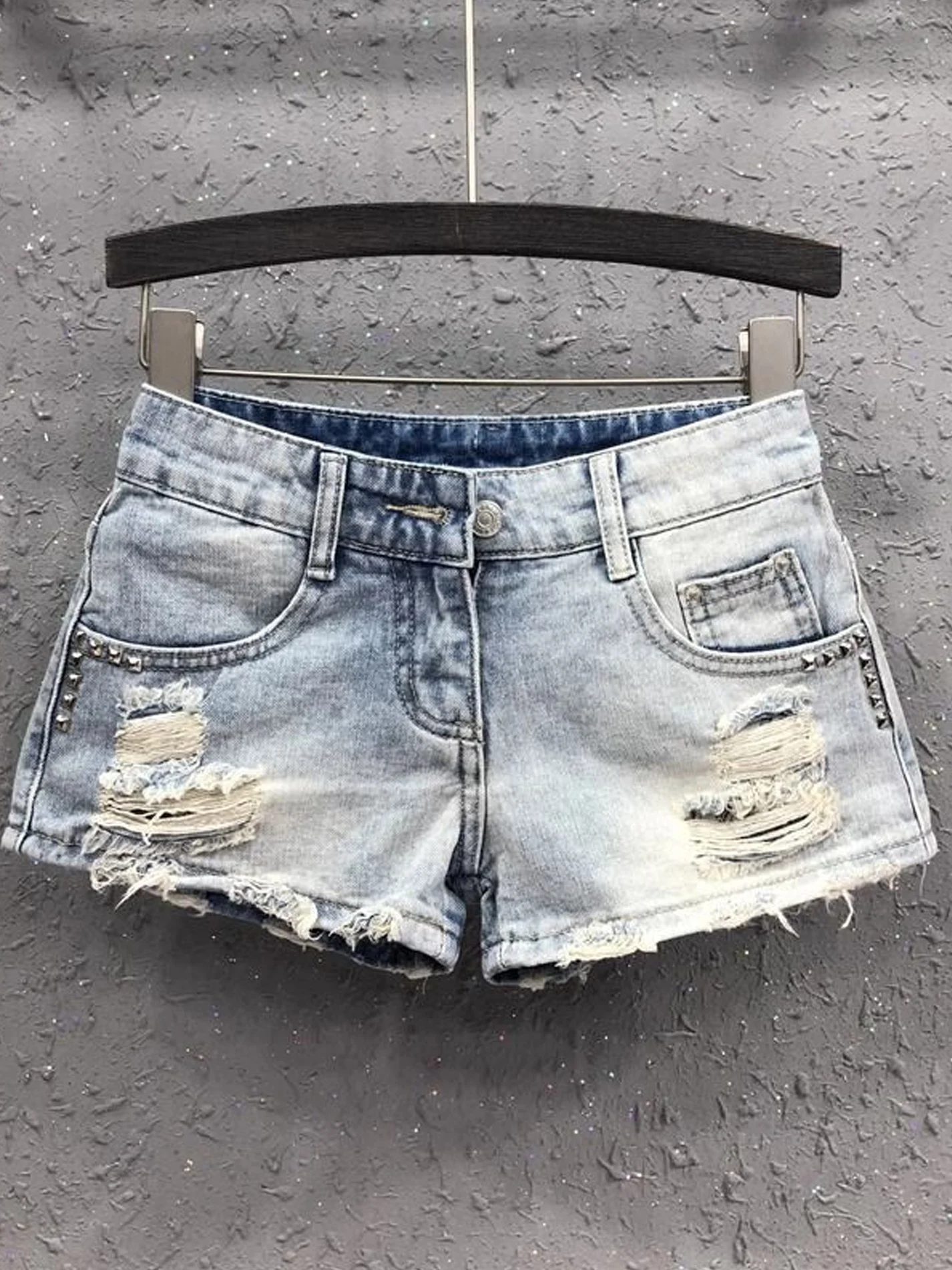 Low Waist Denim Shorts Women's Sexy Retro Super Short Hot Pants Torn Frayed Design American Style Straight Leg Jeans