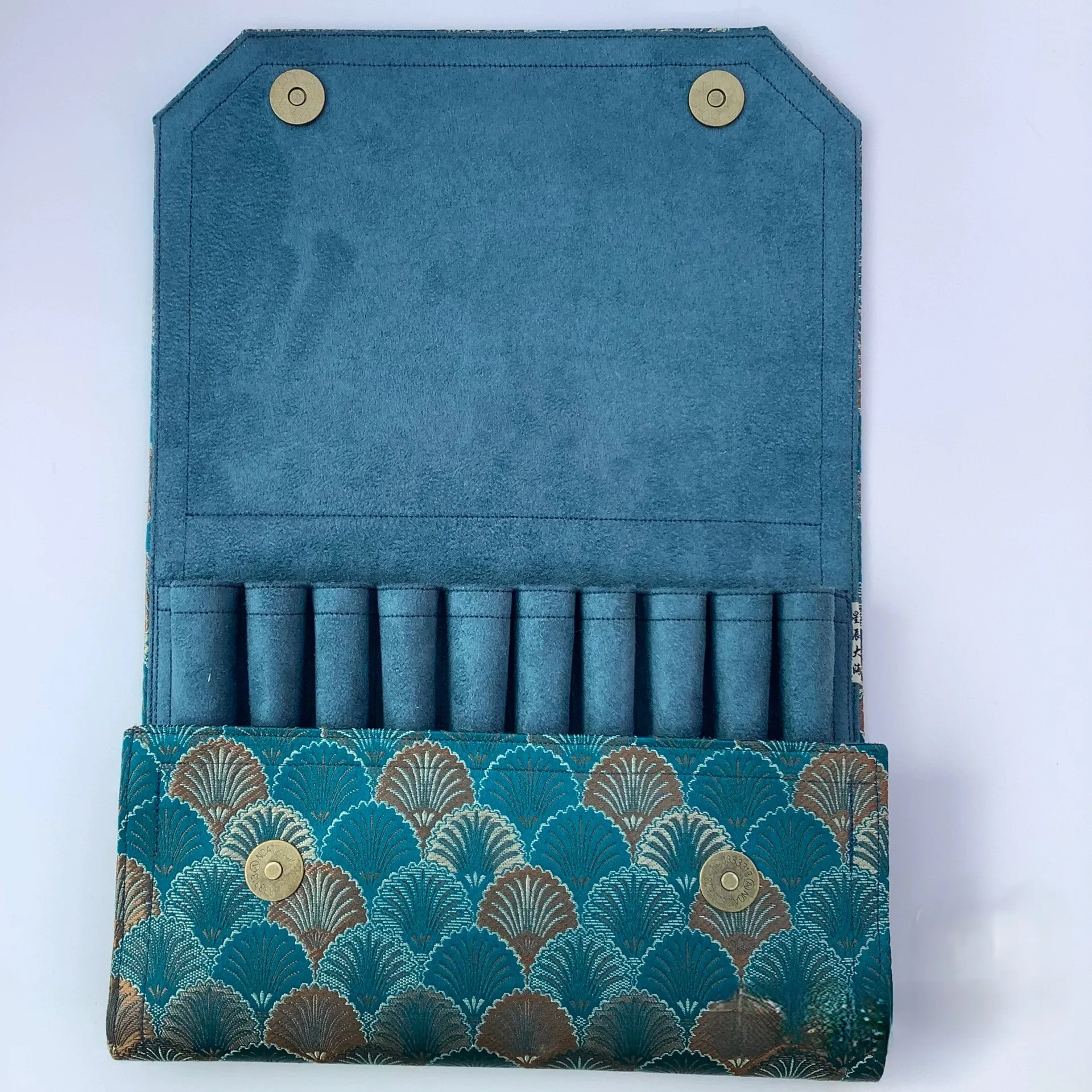 Picture 6: High Quality Pen Bag With 10-hole Canvas, Brocade, Velvet Lining, Pen Bag Wholesale Customization   23x17cm