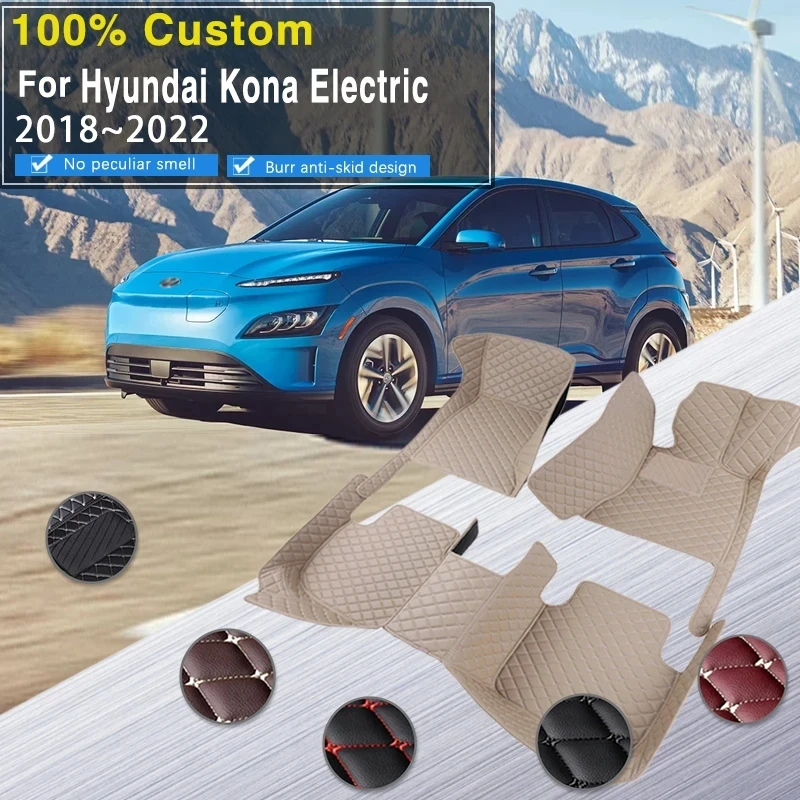 

Автомобильные коврики для Hyundai Kona Electric OS 2018 2019 2020 2021 2022, защитные коврики от грязи, кожаные коврики, автомобильные аксессуары