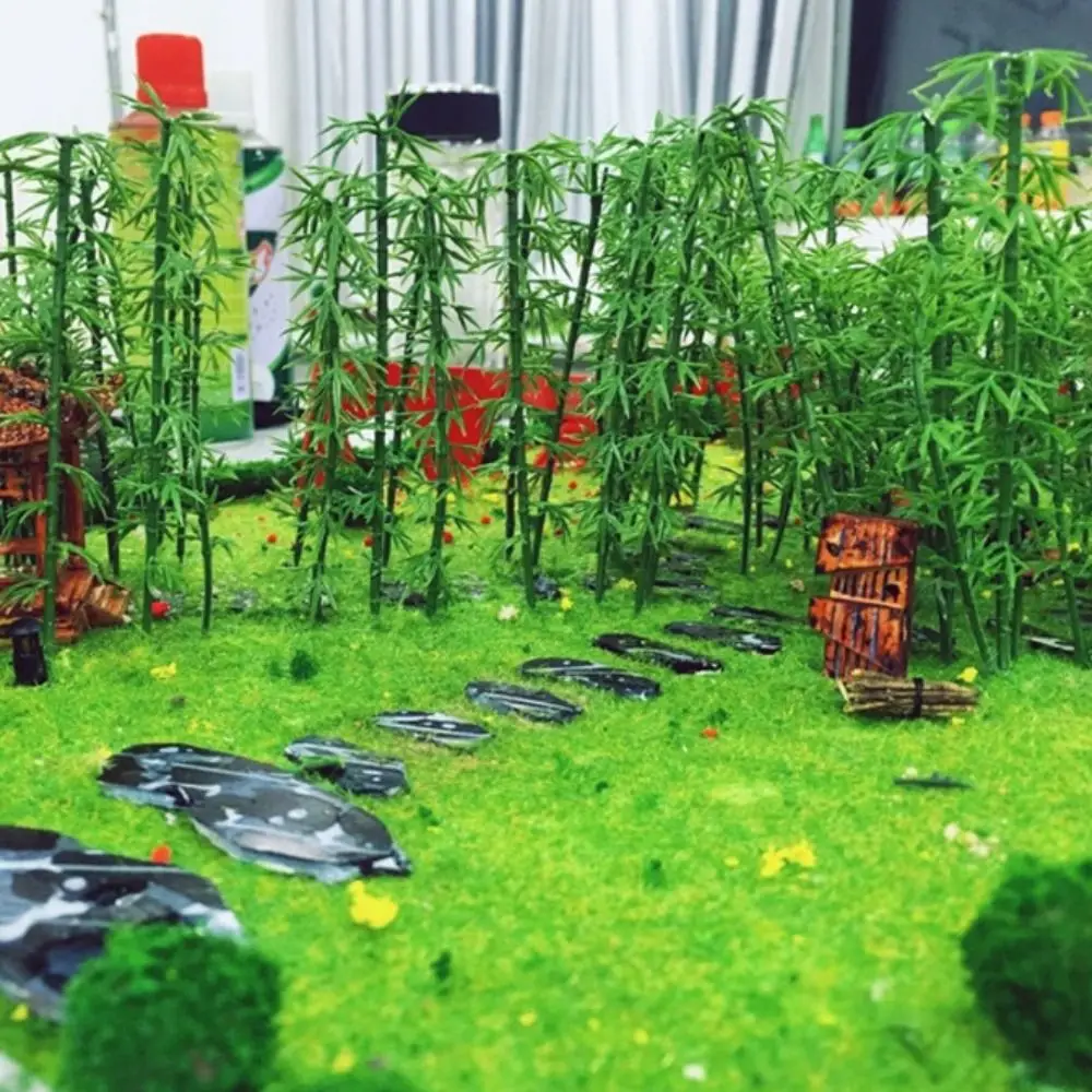 

10pcs Plastic Miniature Bamboo Tree Artificial Small Sand Table Model Reusable Fake Simulation Green Plants Garden