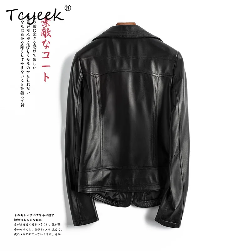 Tcyeek シープスキン春秋スーツリーディングオートバイショート痩身女性の本革ジャケット
