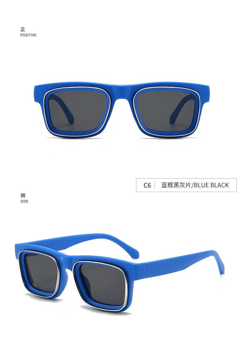 Neue Vintage Quadratische Sonnenbrille für Damen und Herren Marken-Rechteck-Sonnenbrille Ovale Brillen für Männer und Frauen – Detail 10