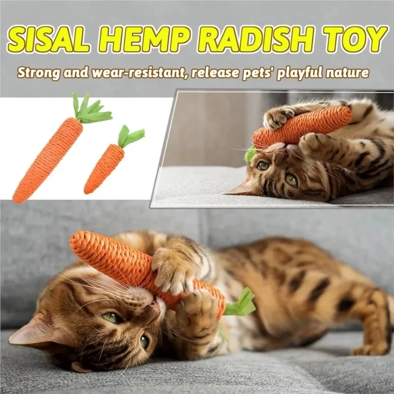 1/2/3pcs Cat Chew Toys Carrot Shapes Cat Rope Toys with Sounding Parcels Interactive Cat Toys for Indoor Cats and Kittens D4