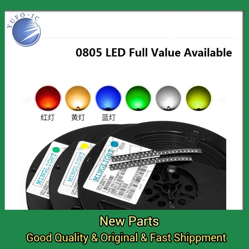 Free Ship 100PCS Yellow Green White Blue Orange Purple Warm White High Bright Quality 0805 Light Emitting Diode SMD LED Bead Red