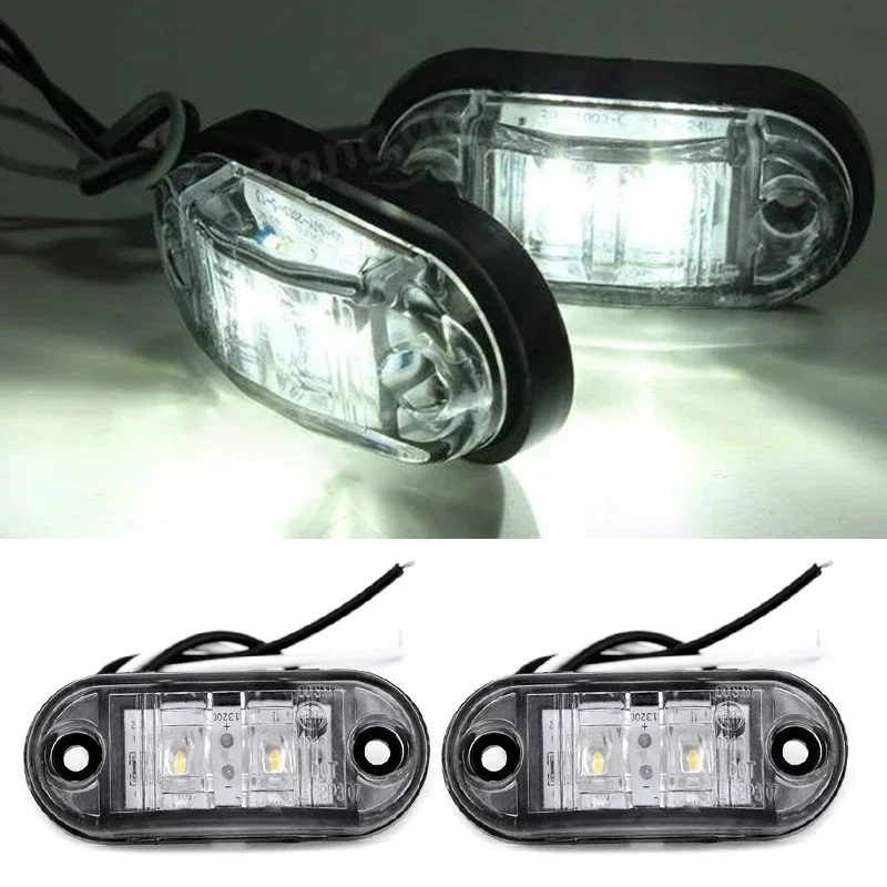 New 12V 2Pcs White LED Side Marker Lights – Waterproof 0.5W for Car, Trailer, Caravan & Truck