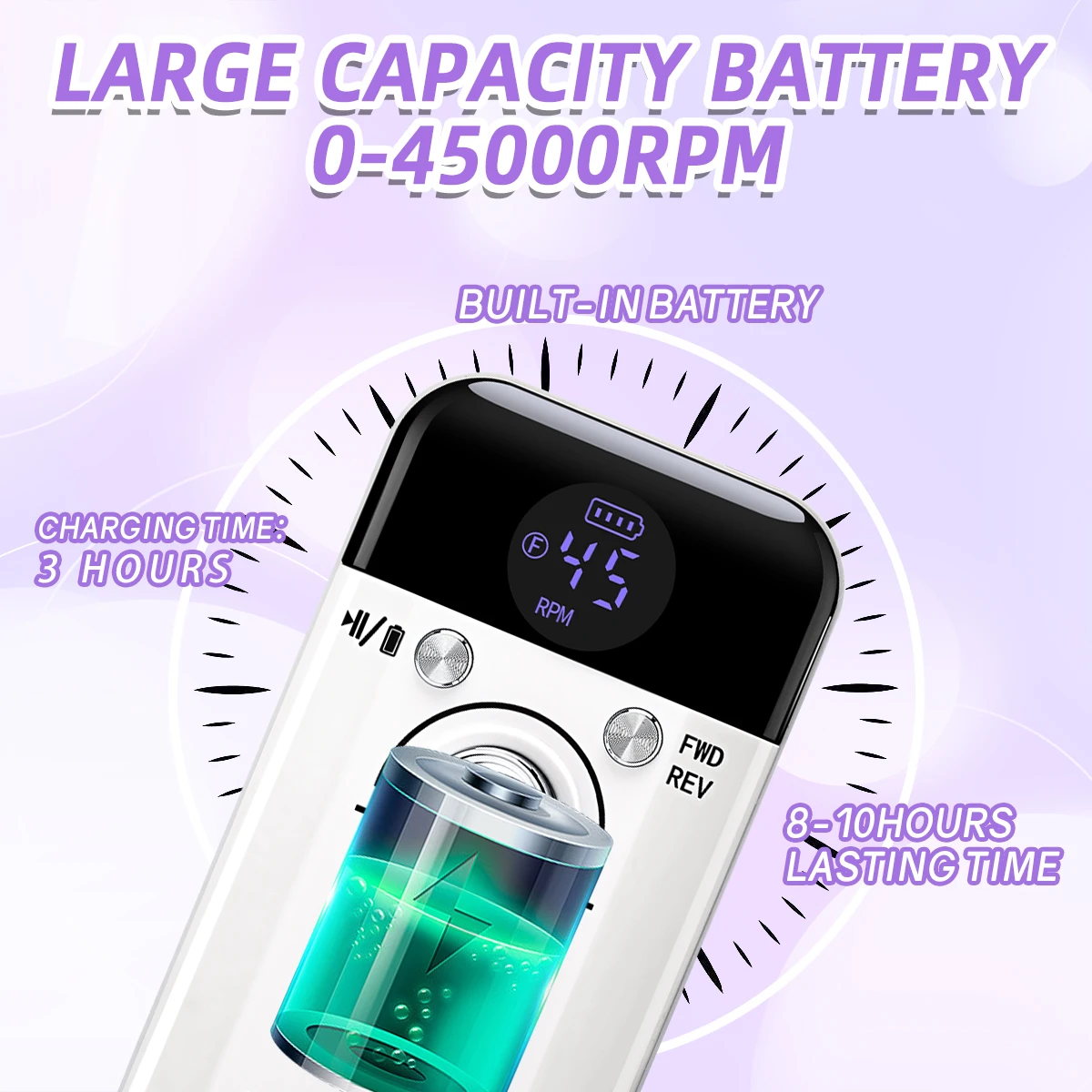 45000Rpm Elektrische Nagelboormachine Met Lcd-Display Oplaadbare Nagelvijl Nagels Accessoires Gel Nagellak Schuurmachine Laag Geluid