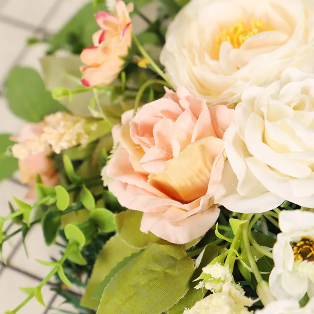 

Artificial Spring Decor Festival Wreath Artificial Rose Flower Wreath Wedding Vintage Home Festival Flower